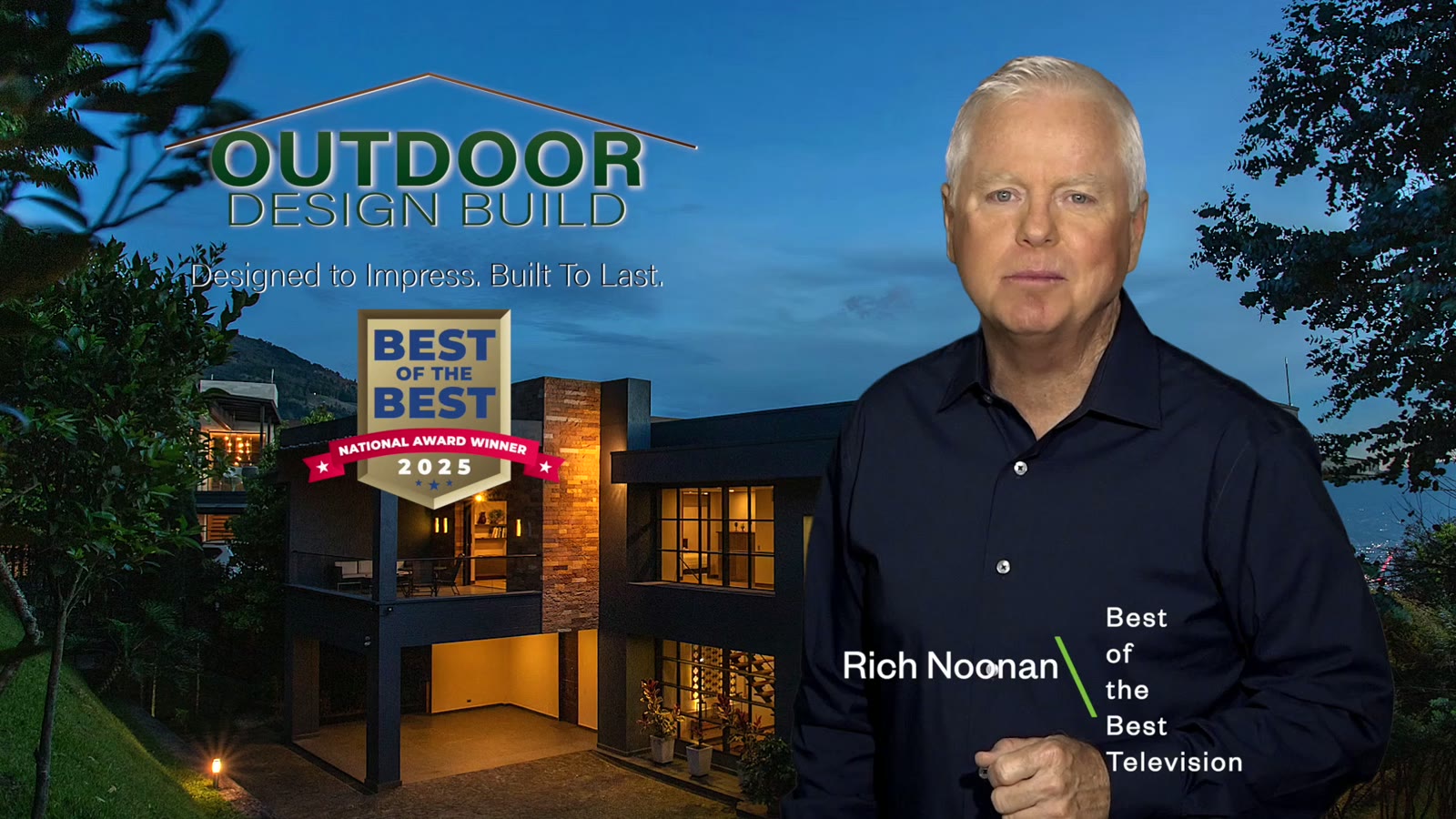Aerial view of an Outdoor Design Build project with Best of the Best winner badge