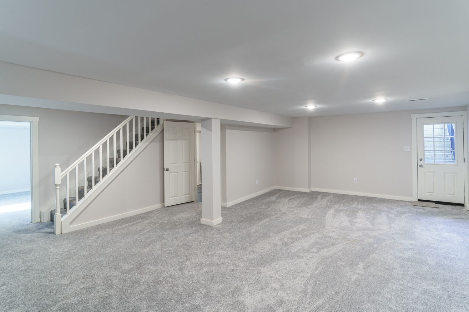 Finished lower level with open rec room and new staircase